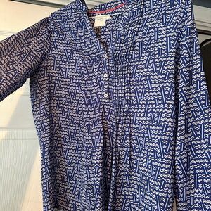 Anthropologie Blue and White Patterned Blouse